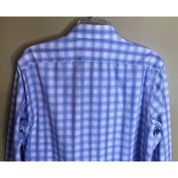 Banana Republic Blue and Gray Non-Iron Slim Fit Button-up Shirt Size 15/15.5 - Picture 5 of 7